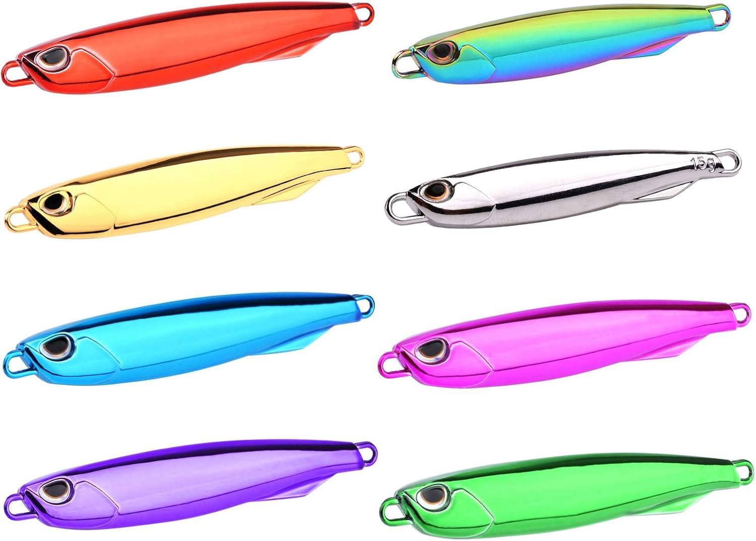 8Pcs Metal Fishing Lures Spoon Metal Jigs Lures Sea Fishing Lure Artificial Baits for Freshwater and Saltwater