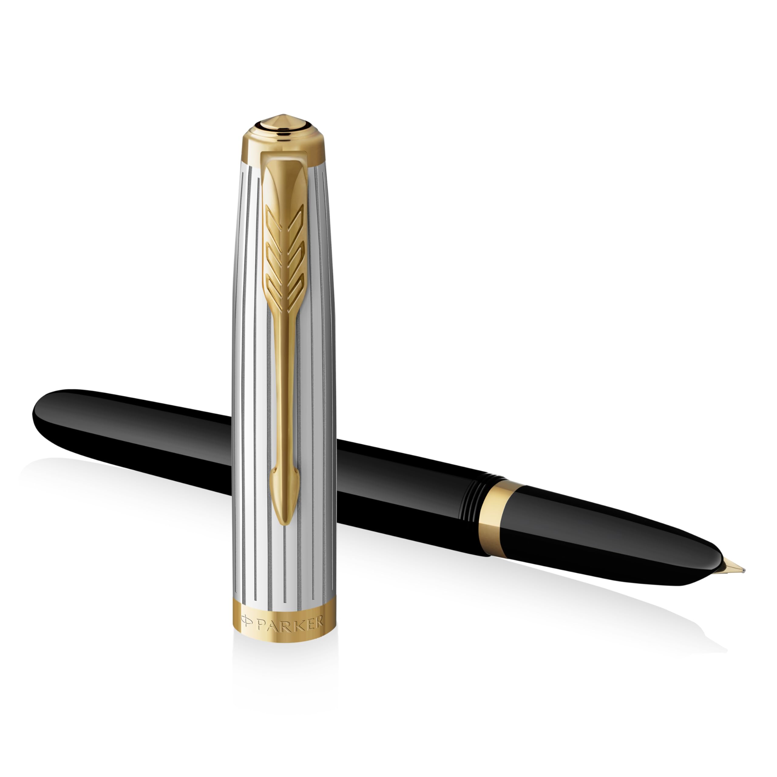 Parker 51 Premium Collection Fountain Pen | Black with Gold Trim | Fine Nib | Gift Boxed