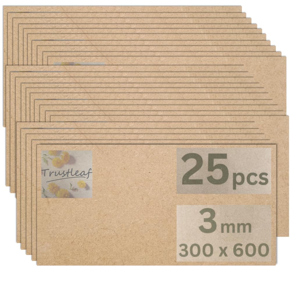 Trustleaf 3mm Sheets of MEDITE Premier MDF 300mm x 600mm Approx 1ft x 2ft. Pack of 25