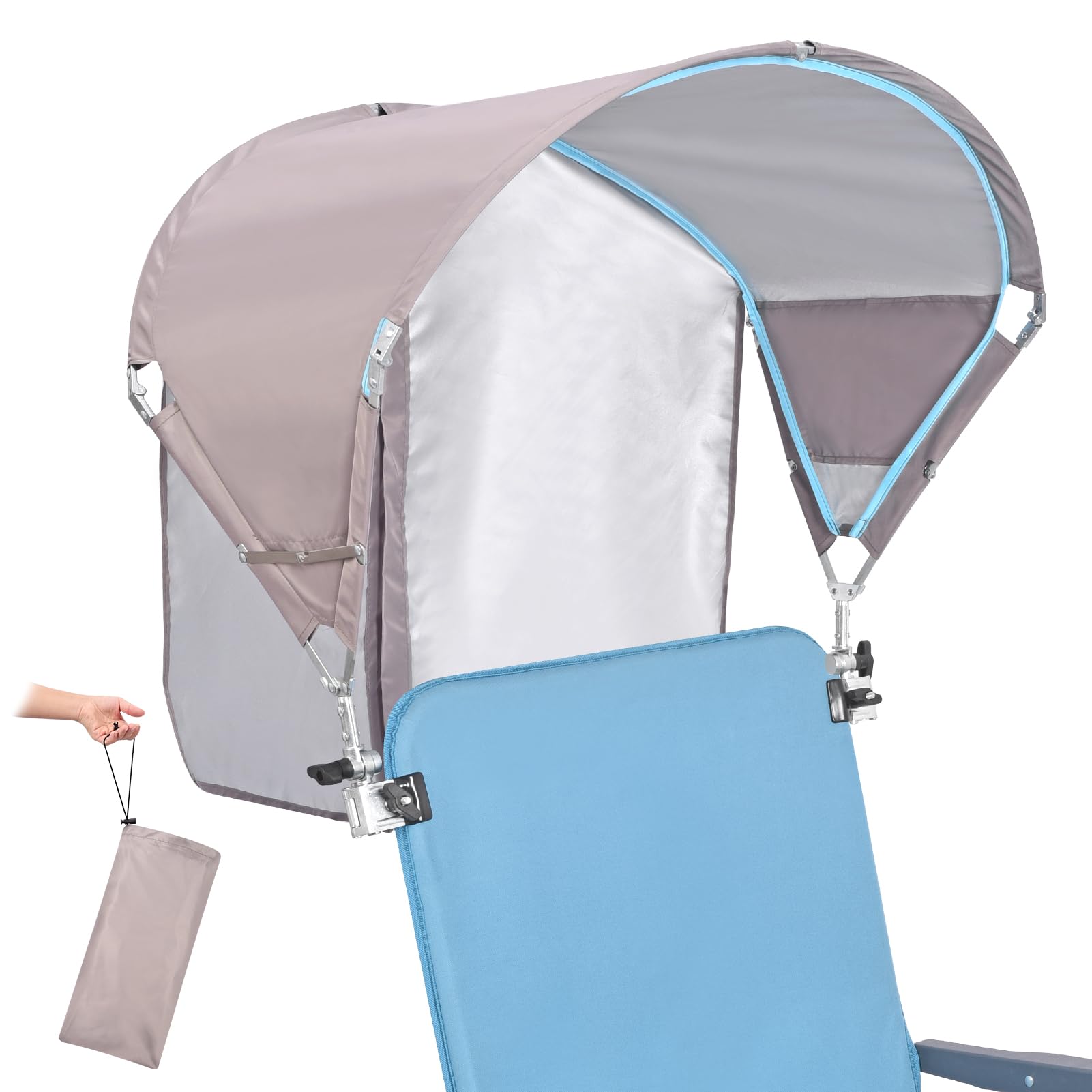 Universal Chair Canopy Umbrella, UPF 50+ Sun Shade with Adjustable Clamp  Clip for Beach Chair, Outdoor Camping Chair, Sports Chair, Lawn Chair, Zero