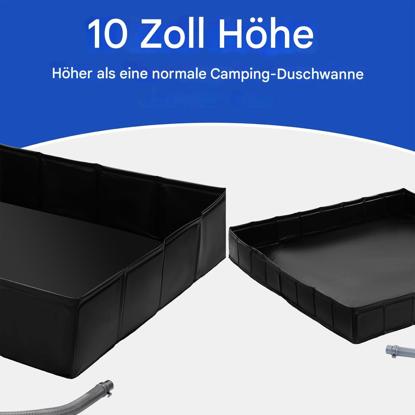 Transportable Duschwanne wasserdichte Ablaufwanne mit erhöhtem Rand | Outdoor Duschbeckeneinfassung inklusive Bodenplatte Erhöhte Bodenschale Für Vorzelt Campingplatz Wohnmobil Und Outdoor