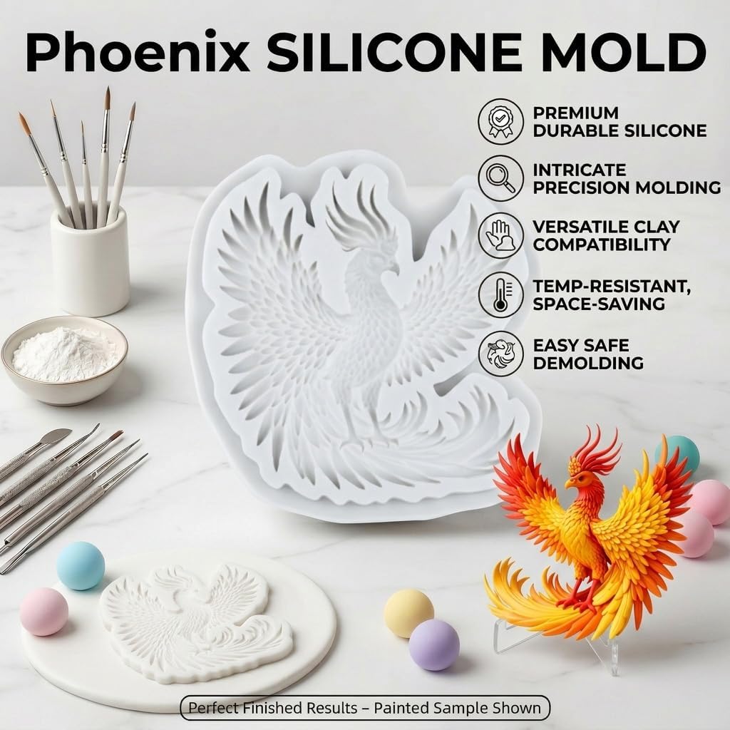 Phoenix Polymer Clay Mold Flying Phoenix Silicone Molds