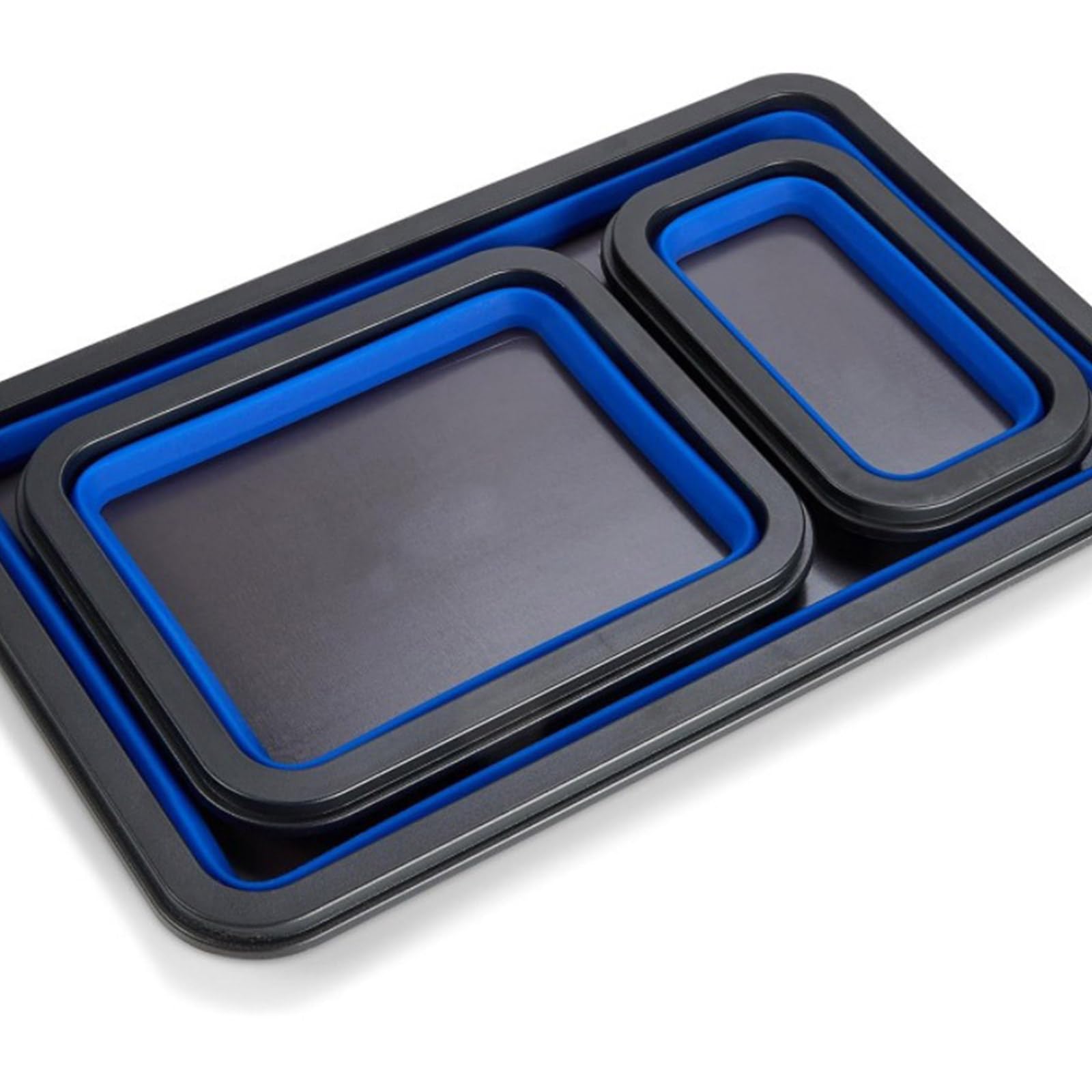 Bandejas plegables de soporte de tornillos para carpintería, herramienta de fontanero, organizador de banco de trabajo rectangular de silicona para mecánicos, 3 unidades