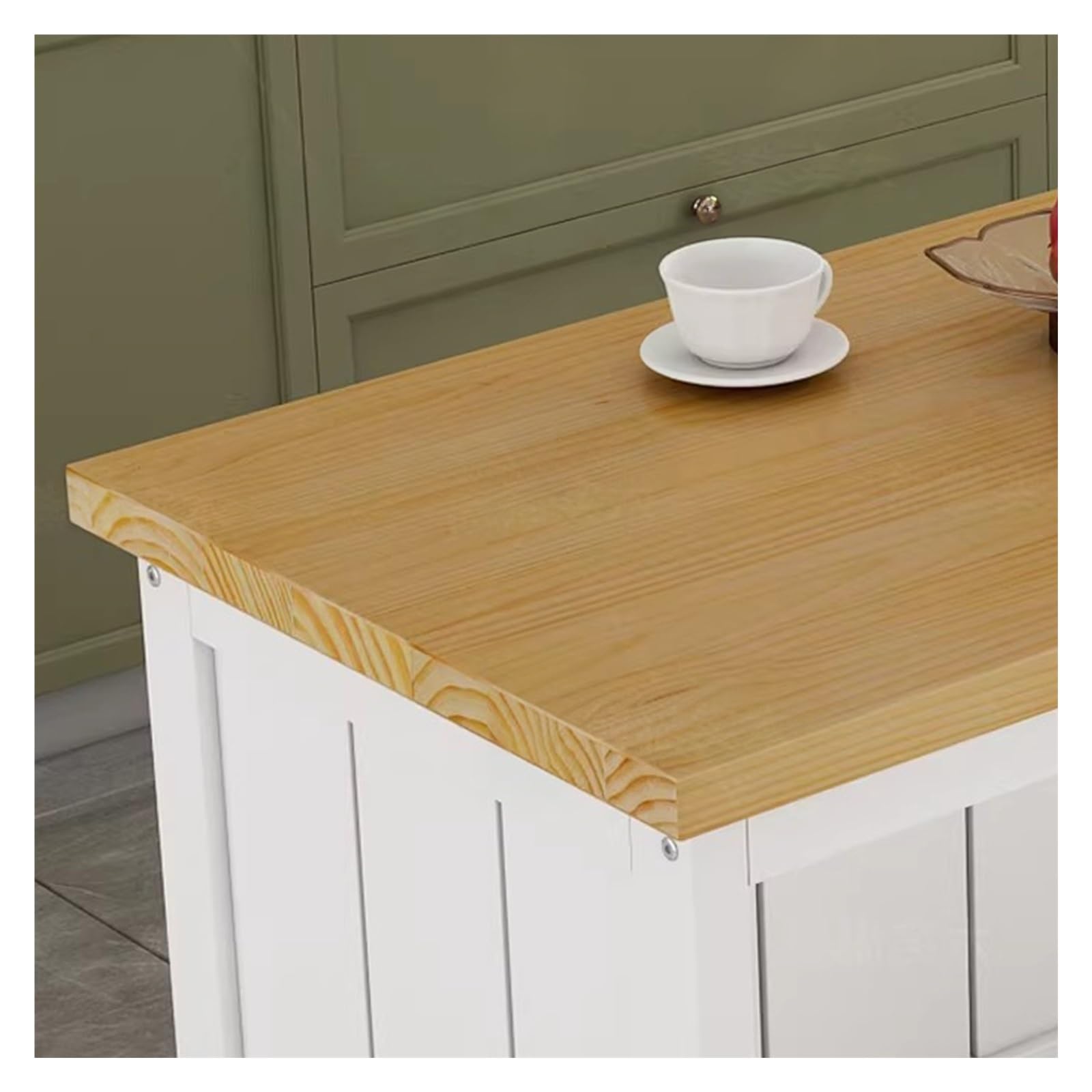 Zephyria Mobile da cucina con cassetti, Cucina in legno con isola, struttura bianca, ripiani aperti a 2 livelli, per bancone della cucina, soggiorno, ingresso(S)