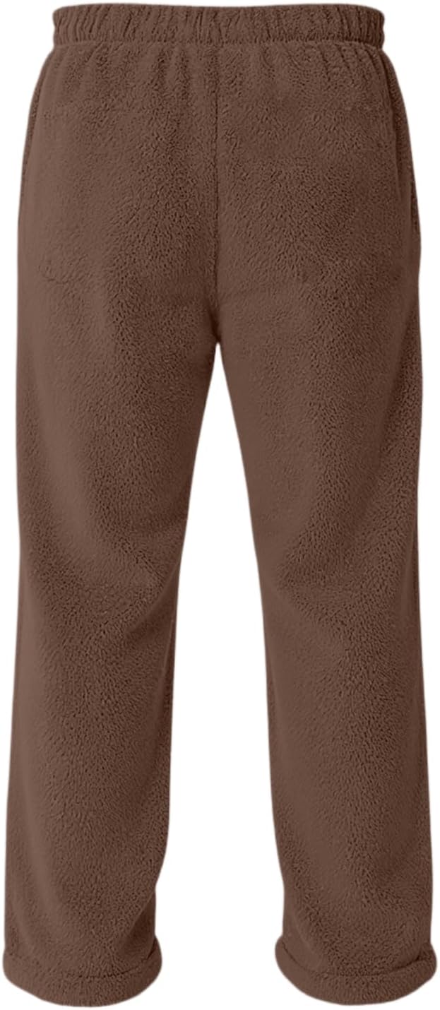 WENKOMG1 Men's Pajama Bottoms, Cozy Fleece Lounge Sleep Pants with Elastic Waist and Pockets Warm Sleepwear Pant, S-3XL