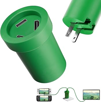 Switch Charger Dock Portable Compatible with Nintendo/OLED/Lite, 65W GaN Charging Dock&Hub, Swith Docking Station for TV with 4K 60Hz HDMI/USB-C PD Fast Charging/USB 2.0-Green