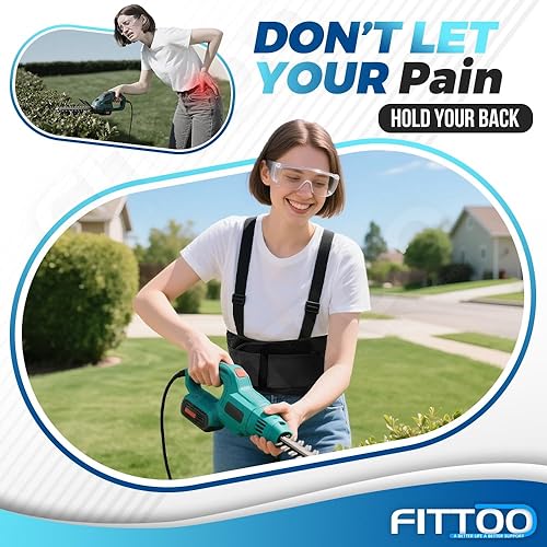 Miniatura 8 de FITTOO Soporte de espalda con tirantes extraíbles y almohadilla lumbar para aliviar el dolor de espalda, soporte de levantamiento pesado, trabajos
