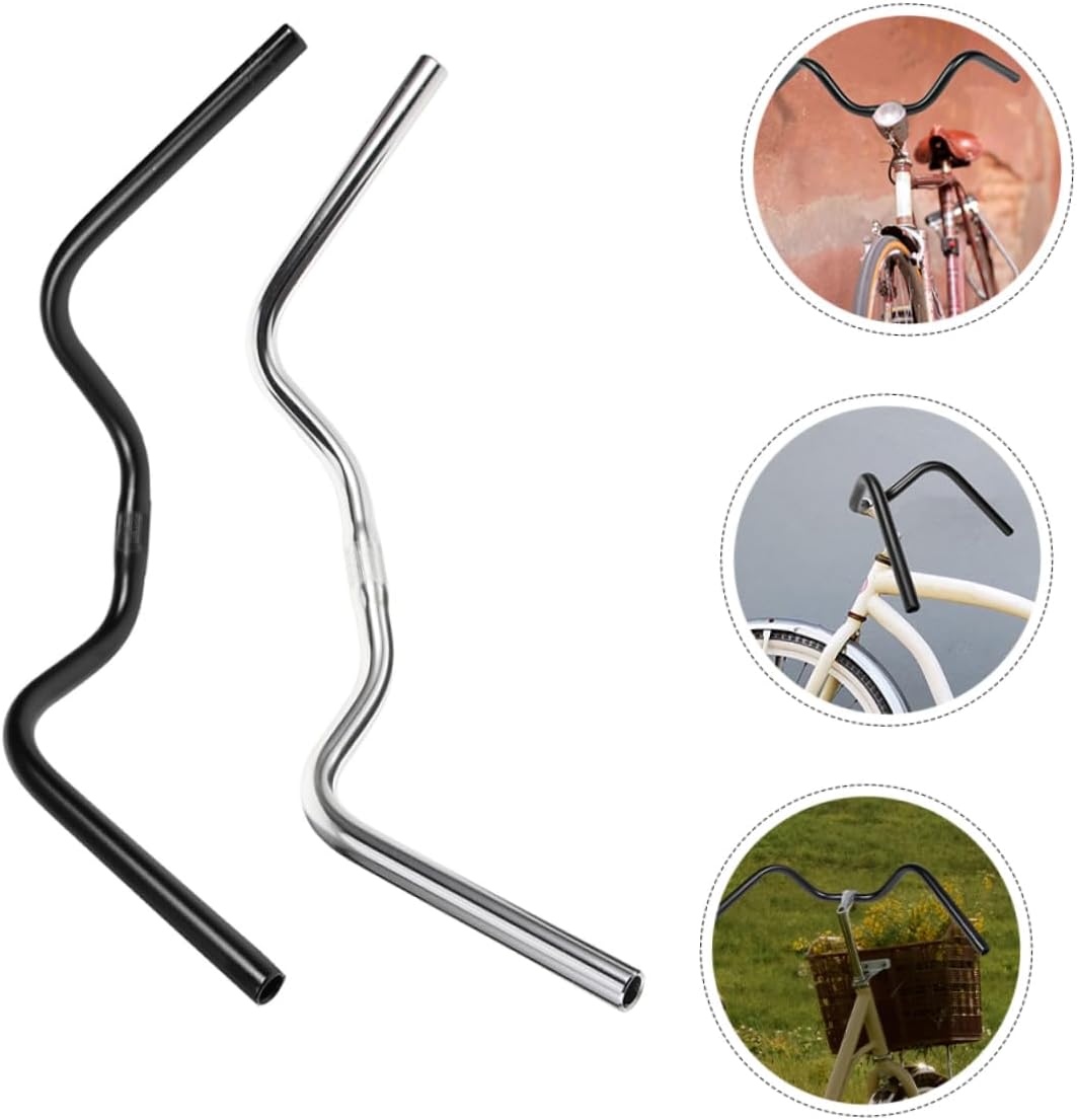 BESPORTBLE 2pcs U-shaped Stainless Steel Bike Handlebar Retro Bend Handlebar for Road and Mountain Easy Assembly Comfortable Riding Posture and -wear Design