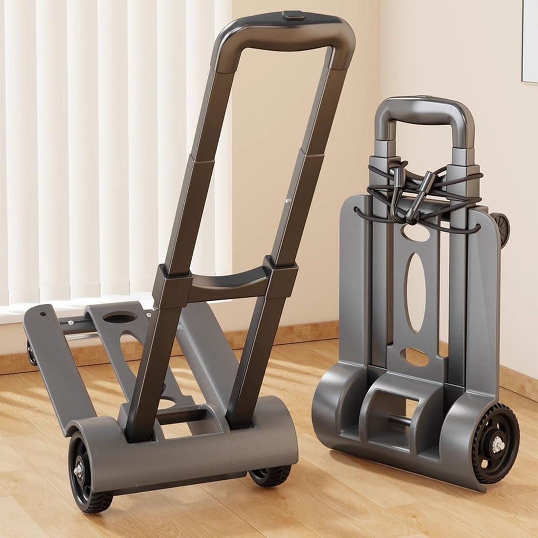 Carrello pieghevole a mano – Carrello portatile con ruote per bagagli da viaggio, shopping e uso domestico – Design compatto e leggero per un facile trasporto e stoccaggio