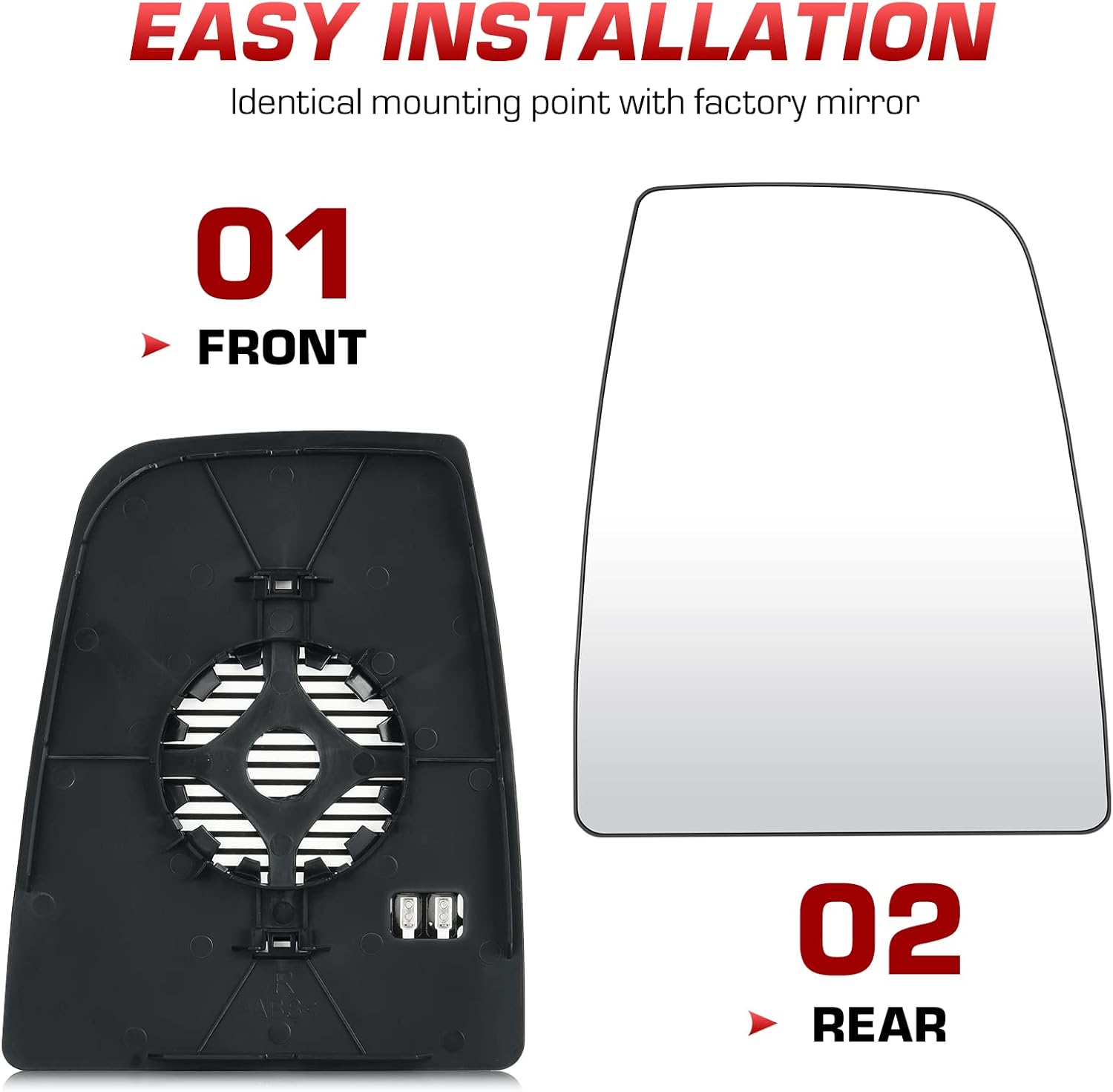 Driver and Passenger Side View Mirror Upper Glass Set Compatible with Ford Transit T150,T250,T350 2015-2022, Side View Heated Convex Mirror, Replace CK4Z17K707B, CK4Z17K707D