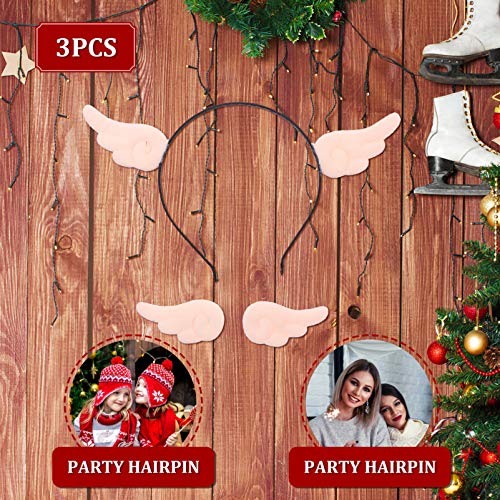 Lurrose 3 Peças de Grampo de Cabelo de Asas de Anjo de Pelíºcia E Tiara Fofas Presilhas de Cabelo Ad
