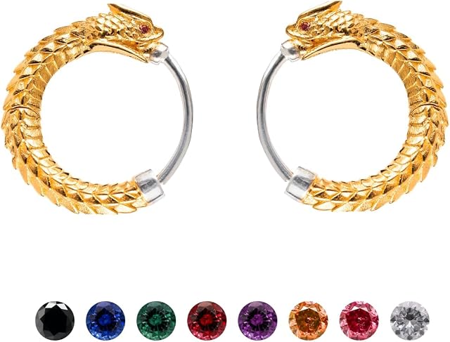 COPPERTIST.WU Ouroboros Earrings Snake Huggie Hoop Earrings Hypoallergenic Earrings Jewelry Gifts for Men Women Girls