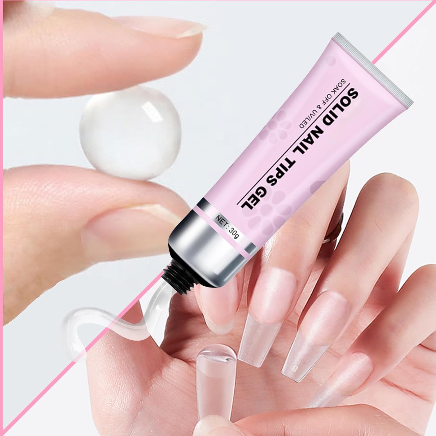 Magic Solid Nail Glue Kit 3-In-1 Nail Art Kits | Solid Nail Glue Gel for Nail Tip Press on Nails, Solid Nail Tips Gel for Nail Art,Strong Adhesive Solid Nail Tips Gel