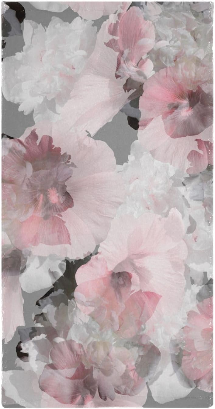 2 Pack Watercolor Pink Grey Floral Hand Towels for Bathroom,Soft Absorbent Spring Peony Blossom Gray Decorative Guest Face Bathroom Towels,Quick Dry Abstract Flower Kitchen Towels 14"x28" - Image 6