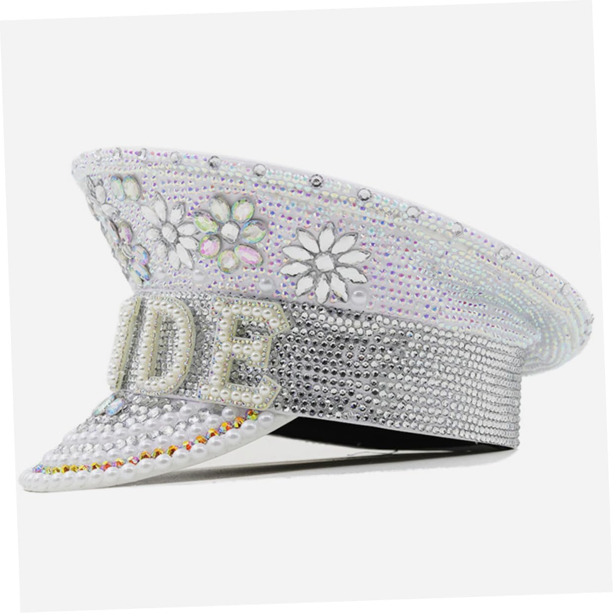 Homoyoyo Sombrero de Color Claro con Gemas de Imitación para Novia, Gorro Ajustable para Despedida de Soltera y Fiesta, Accesorio de Boda Elegante para Mujer, Sombrero de Playa y Sol,