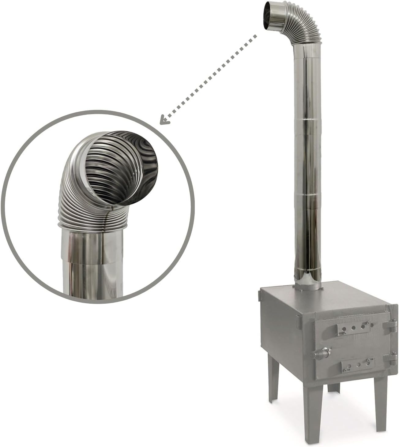 3.5in Wood Stove Pipe 2 pcs Stainless Steel 90 Degree Elbow Chimney Flue Exhaust