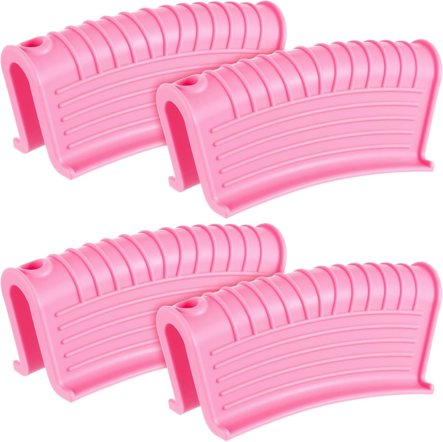 Patelai 4 Pack Silicone Pot Handle Holders Heat Resistant, Pink