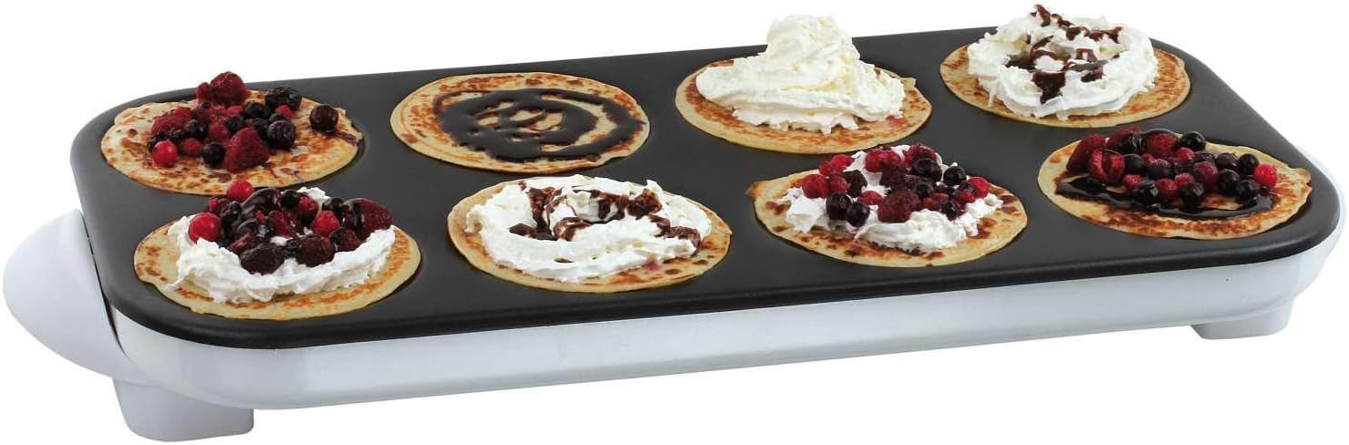 Mini crêpière – Faites 8 crêpes en même temps | Rapide, antiadhésif et adapté aux enfants | Idéal pour le petit-déjeuner, les fêtes et les collations