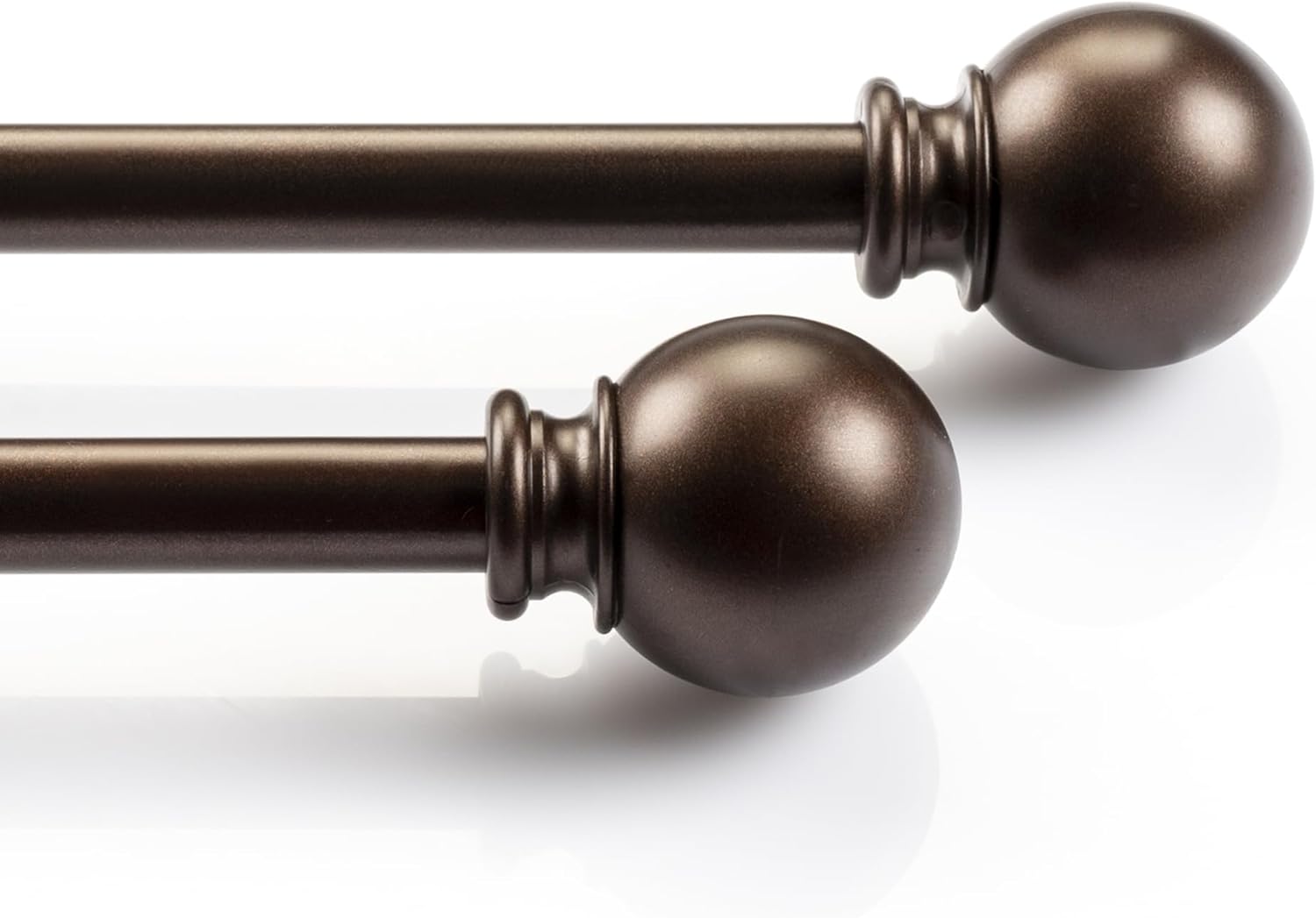 Deco Window 2 Pack Brown Curtain Rods for Window 28 to 48 Inch 5/8 Inch Diameter Drapery Pole with Ball Finial Modern Adjustable Heavy Duty