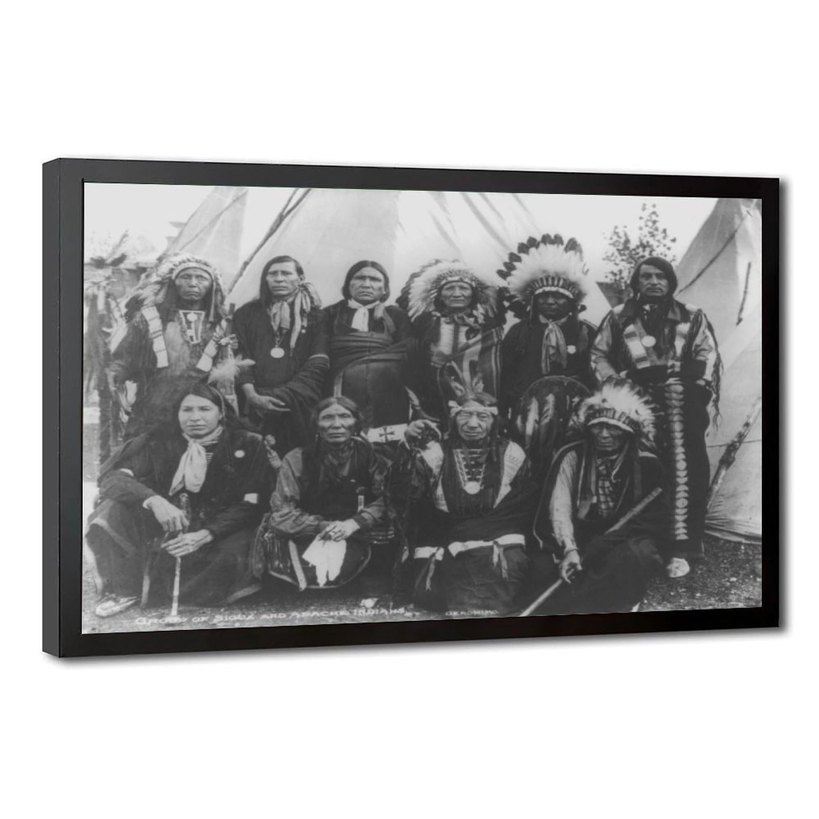 WCYB Group of Apache And Sioux Indians at 1904 Saint Louis Exposition Prints Posters Canvas Deco Paintings Wall Art For Office Living Room Hangable Frame 2