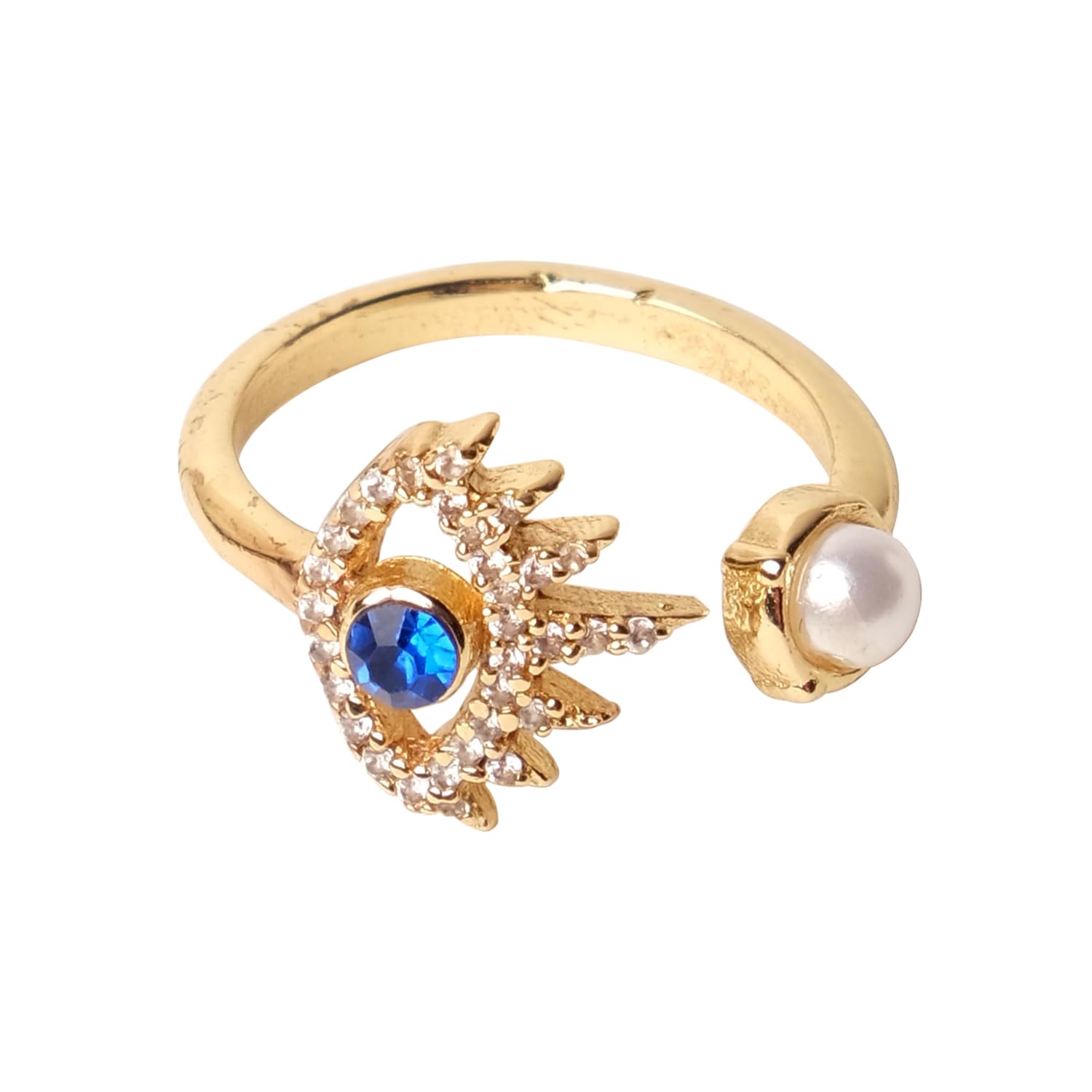 XPNSVLuxury Cubic Zirconia AD Pearl Evil Eye Ring,Jewellery Gift Set for Women & Girls | Anti Tarnish, Light Weight, Diwali Special Jewellery for Women, Girls and Her
