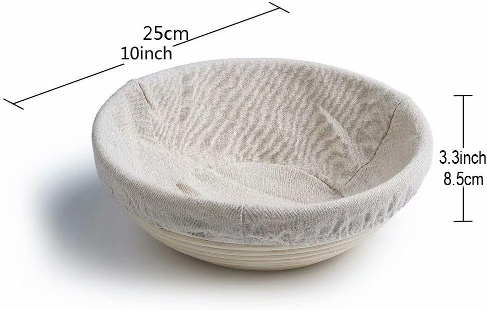 10 Inch Round Bread Proofing Basket 2 pcs Natural Rattan Cane