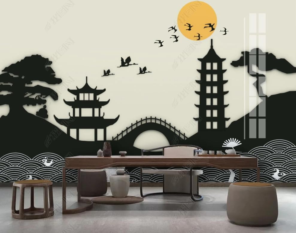 Papier peint intissé pavillons pour agrandir un salon ou une chambre