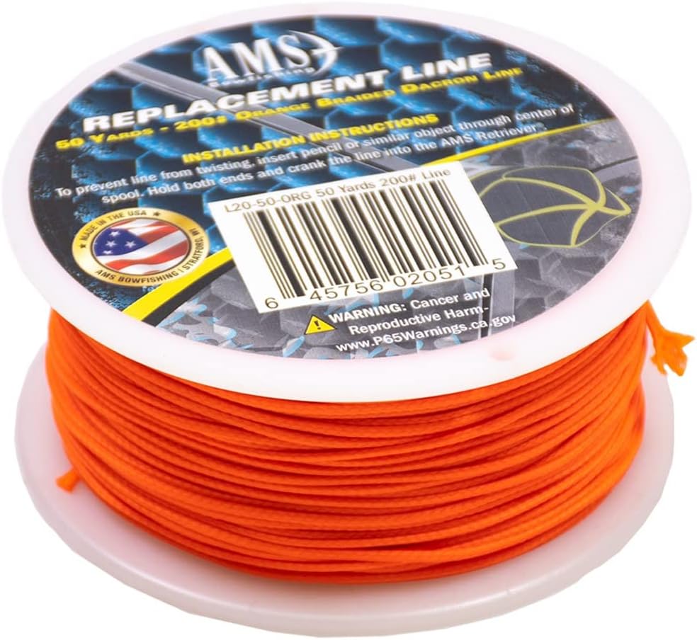 AMS Bowfishing 200 Pound Braided Dacron Line - 50 Yards - Made in The USA