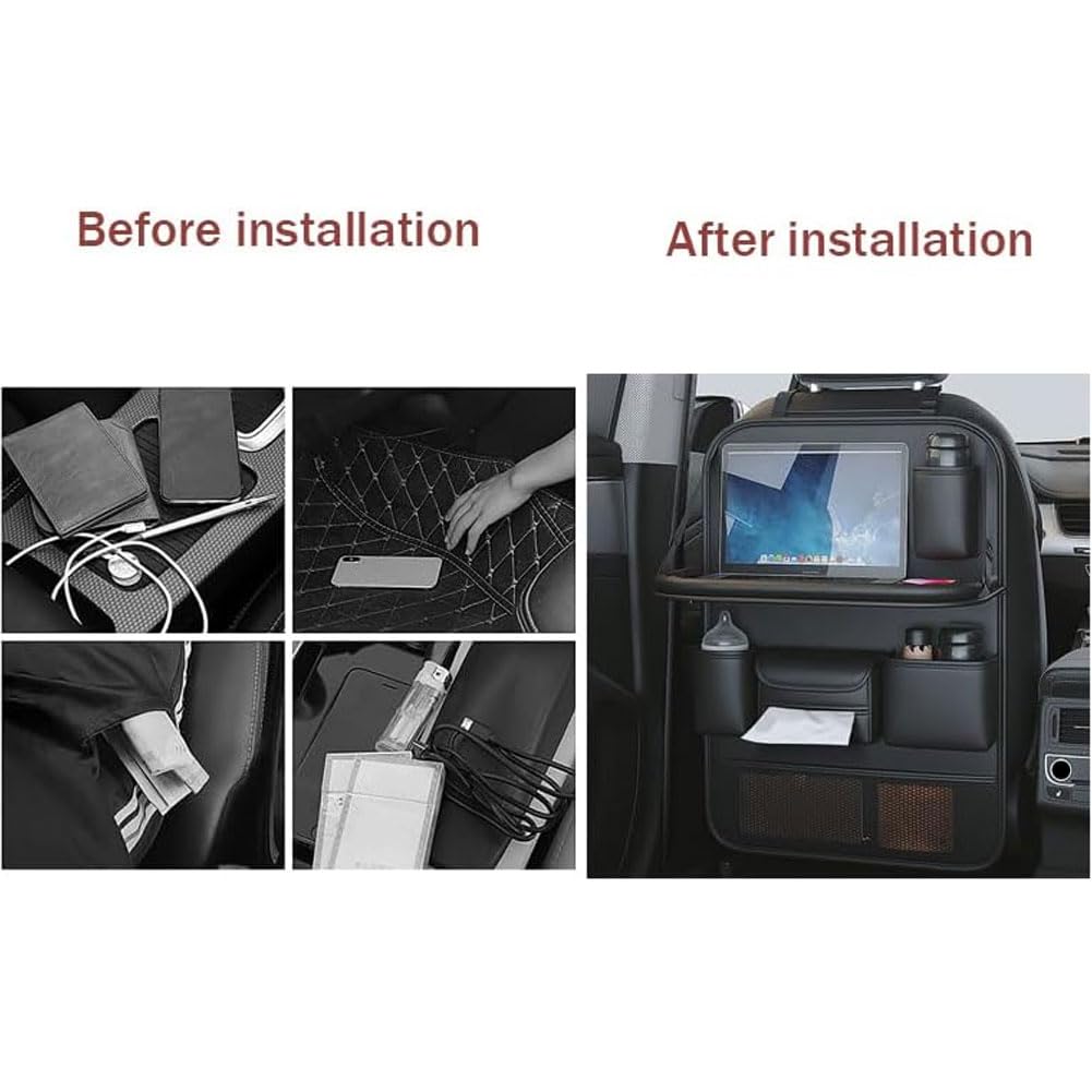 Coche Organizador Asiento Trasero para Tesla Model 3 Model S Model X Model Y, con Mesa Plegable Bolsa Almacenamiento Impermeable Protector Respaldo Accesorios,A/Black