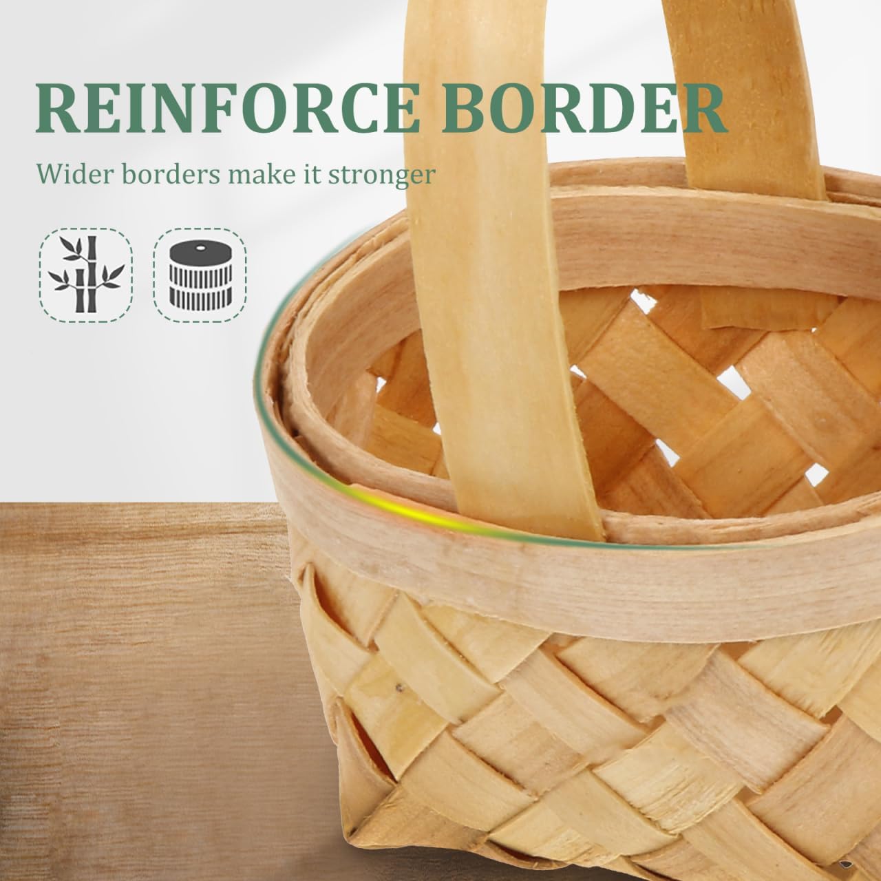 4 Pack Small Wooden Basket with Handle Hand-Woven Woven Basket for Flower Girl Wedding Party Favors Gift Storage Home Garden Hotel Decor