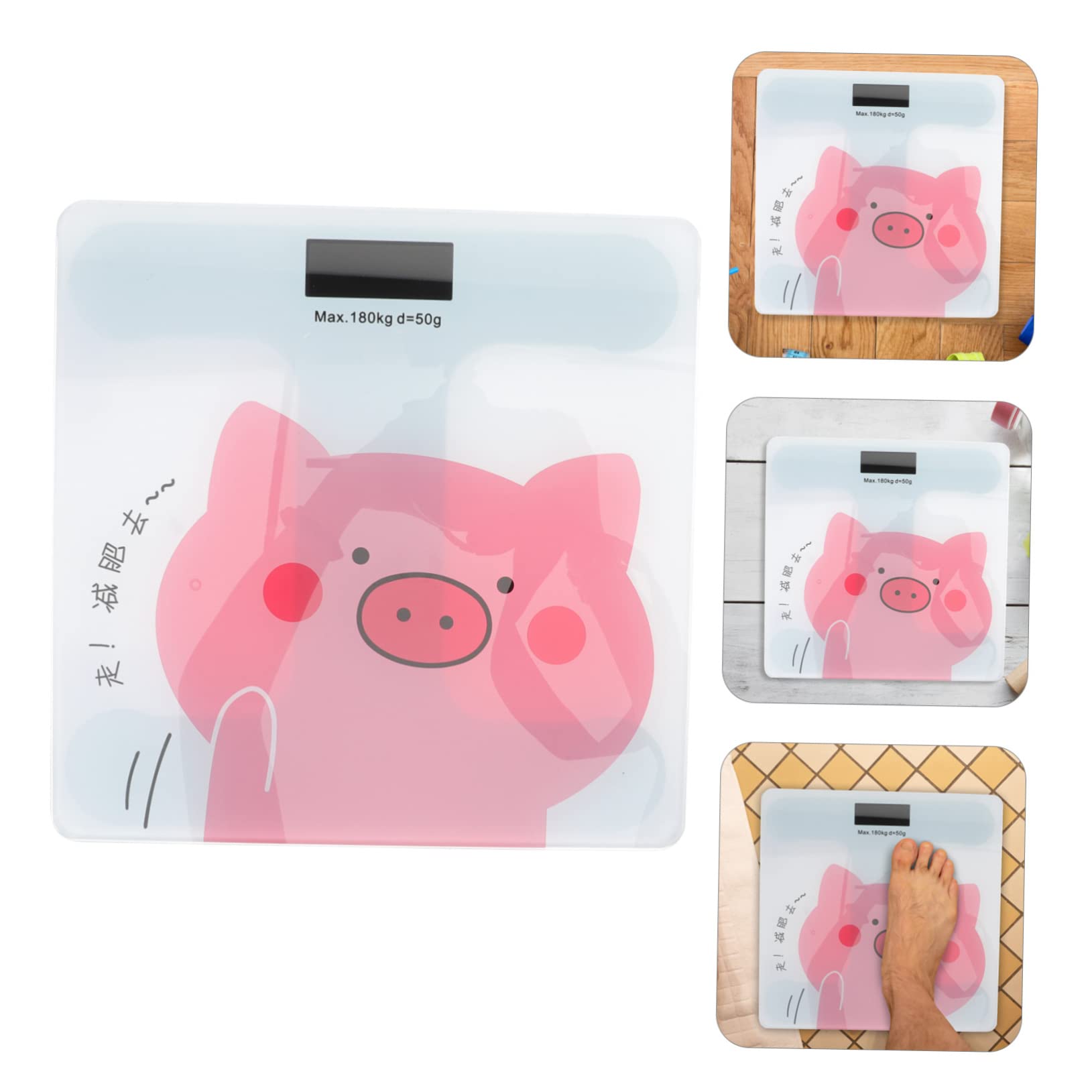 Báscula Corporal Digital de Dibujos Animados para Baño Doméstico | Cristal Templado, Chip de Alta Precisión y Pantalla Lcd Grande, Diseño Automático Batería Integrada