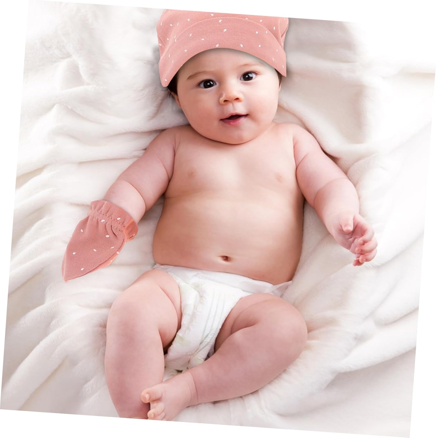5Sets Soft Cotton Beanie Mittens and Socks for Home Photoshoot Use No Scratch Outfit for Newborns Easy to Wear and Gentle Skin