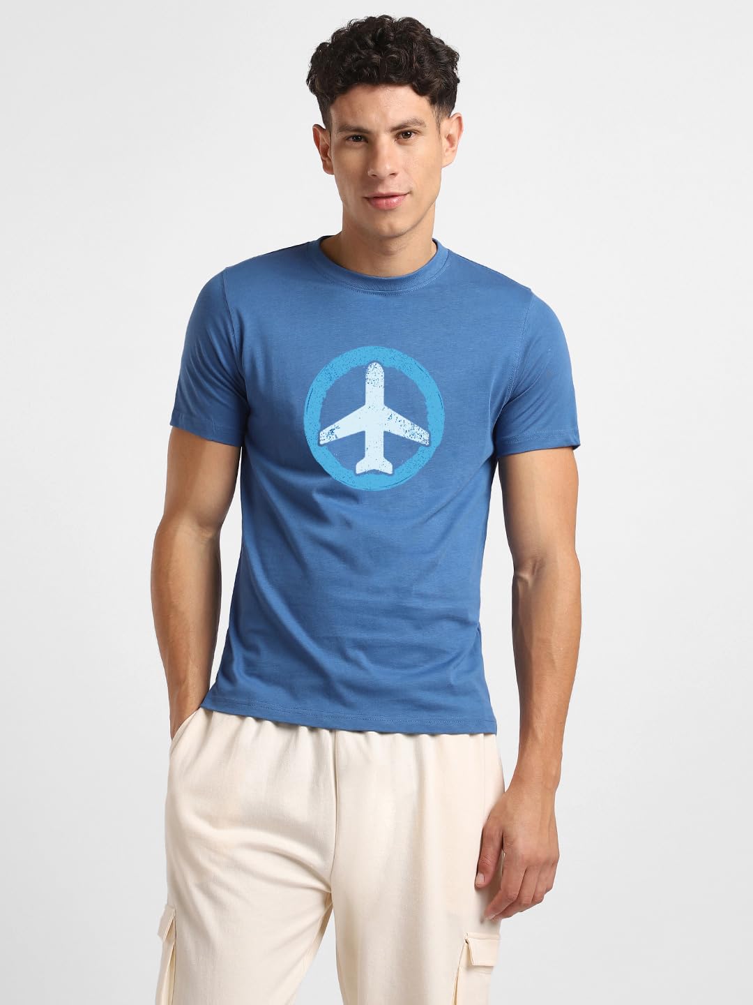 NOBERO Combo de camiseta de algodón con estampado gráfico de ajuste regular para hombre (paquete de 2)