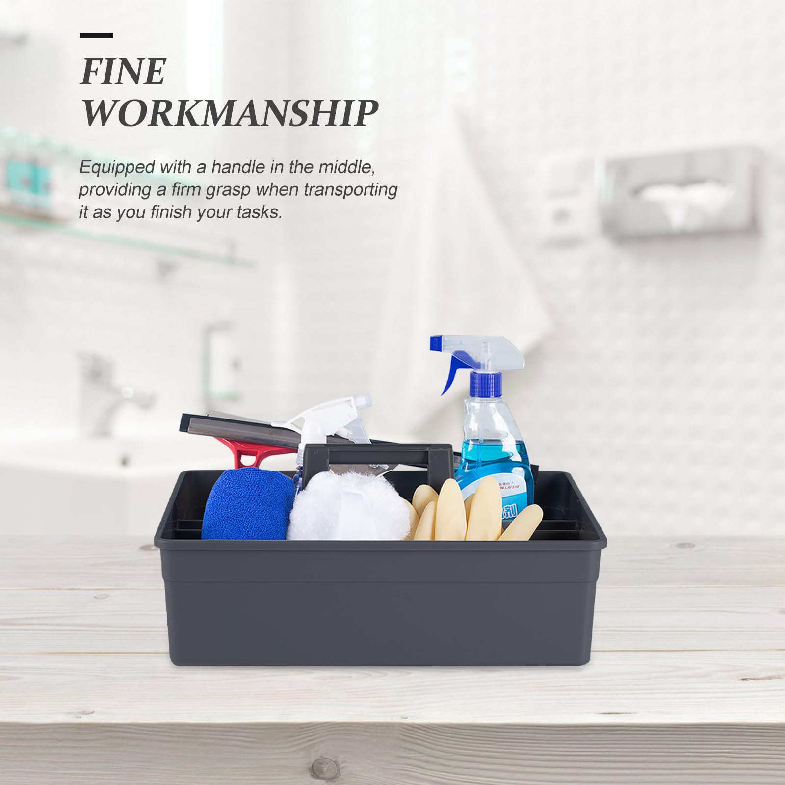 Healifty Reinigungswerkzeugkasten mit Mittigem Griff Kunststoffbox mit Mehreren Gittern Tragbarer Organizer für Haushalt und Professionelle Reinigung