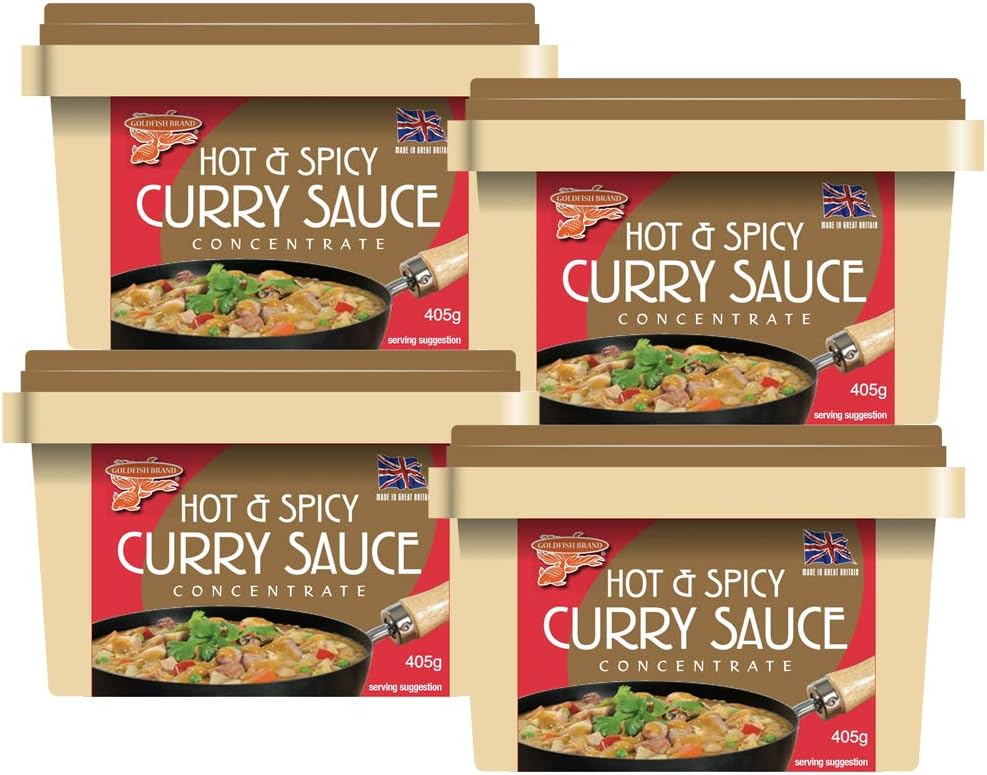 WaNaHong Chinese Takeaway Curry Sauce Paste Concentrate 405g HOT and Spicy (Box of 4 Tub)
