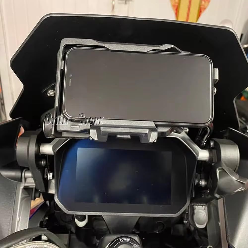 Nuovo supporto per telefono per moto Caricabatterie wireless USB Ricarica rapida per BMW R1200GS R1250GS Adventure R1300GS F750GS F850GS R1250R (Linea nera)