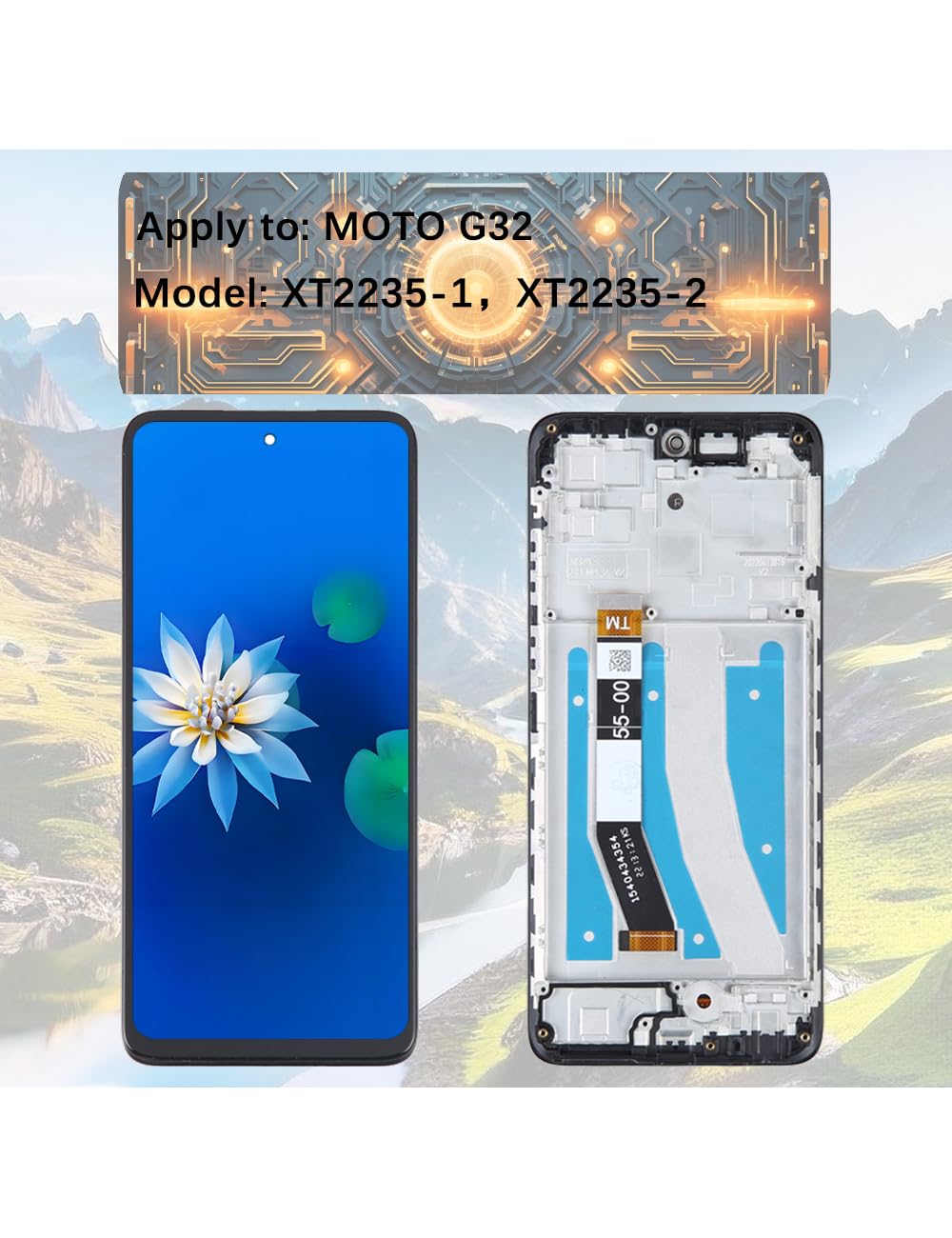 H&LYCYJ Schermo display per Moto G32 XT2235-1 XT2235-2 LCD schermo di ricambio assembly kit con telaio