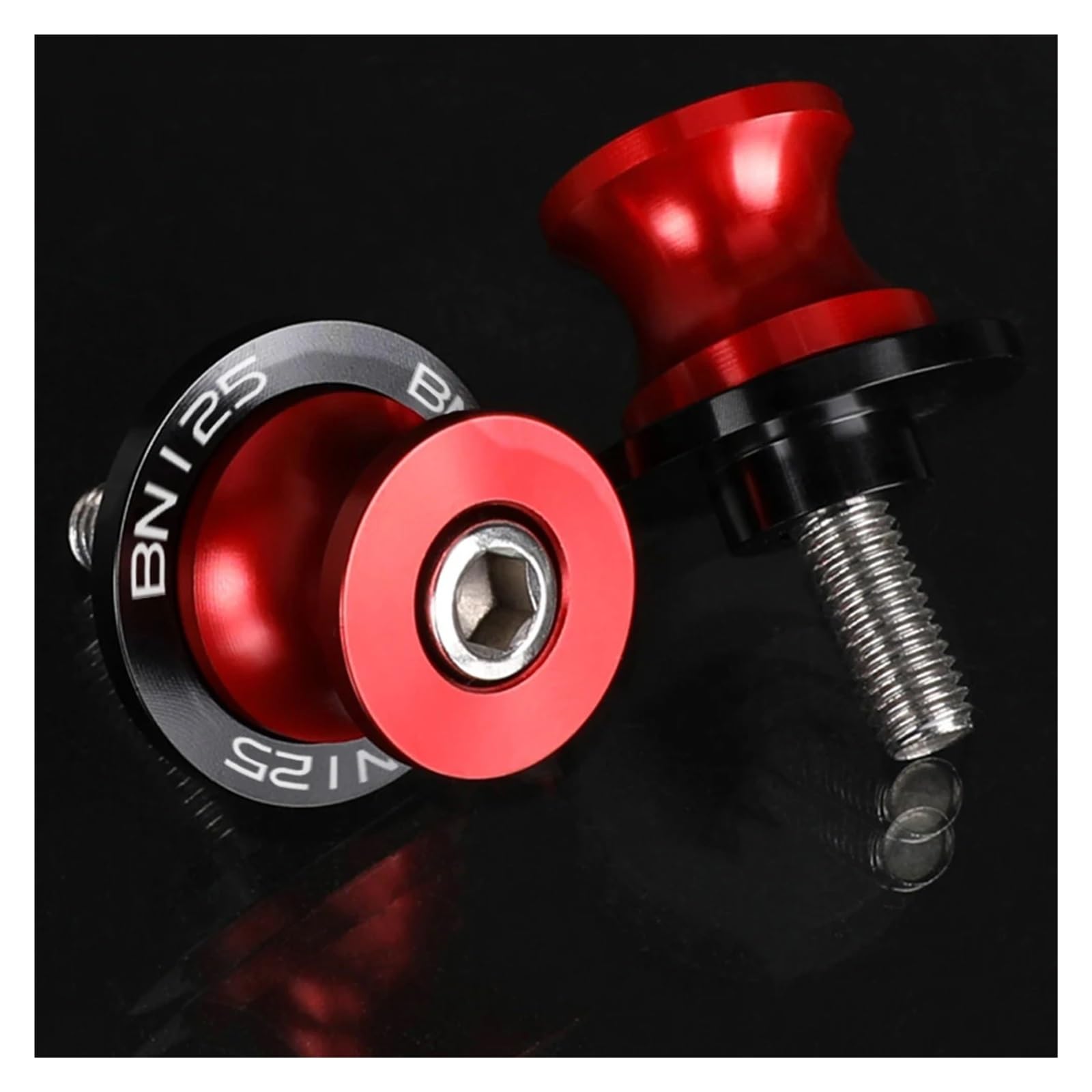 Xichenmu 6Mm Red Logo Cnc Aluminum Motorcycle Swingarm Spools For Bn125 2017-2023 6Mm Motorcycle Swingarm Spools Sliders Accessories Swing Arm Stand Screw(6Mm Red Logo)
