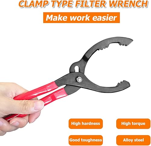 Miniatura 5 de Alicates de filtro de aceite ajustables de 12 pulgadas, herramienta de extracción de llave de filtro de aceite, empuñaduras antideslizantes y diseño