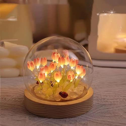 Lámpara de tulipán de noche de flores, luces LED de simulación para bricolaje, 20 flores, lámparas de mesa, decoración de escritorio, dormitorio,