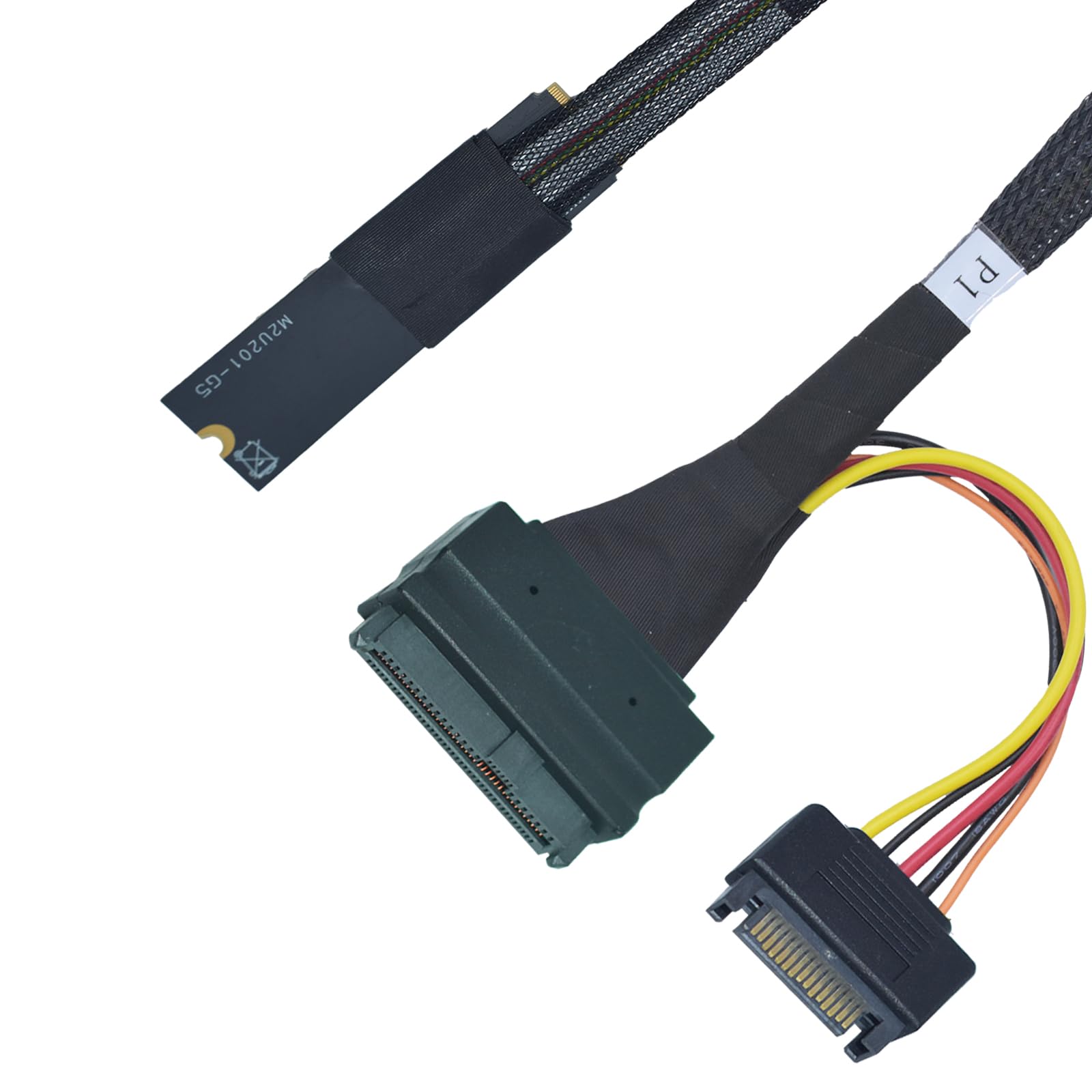 PCIe Gen5 M.2 to U.2 - Adattatore M.2 to SFF-8639 U.2 NVMe SSD con 15Pin SATA, 50 cm