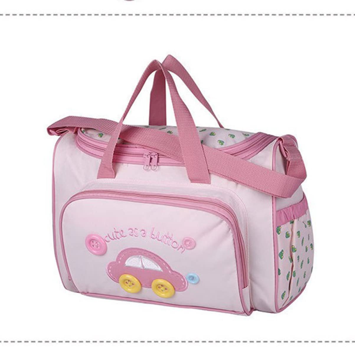 UPKOCH Wickeltaschen Satz 4-in-1 mit Großem Fassungsvermögen Rosa | Oxford Gewebe, Pvc Futter, Verstellbarer Schultergurt, Satz mit Großer Tasche, Kleiner Tasche, Flasche
