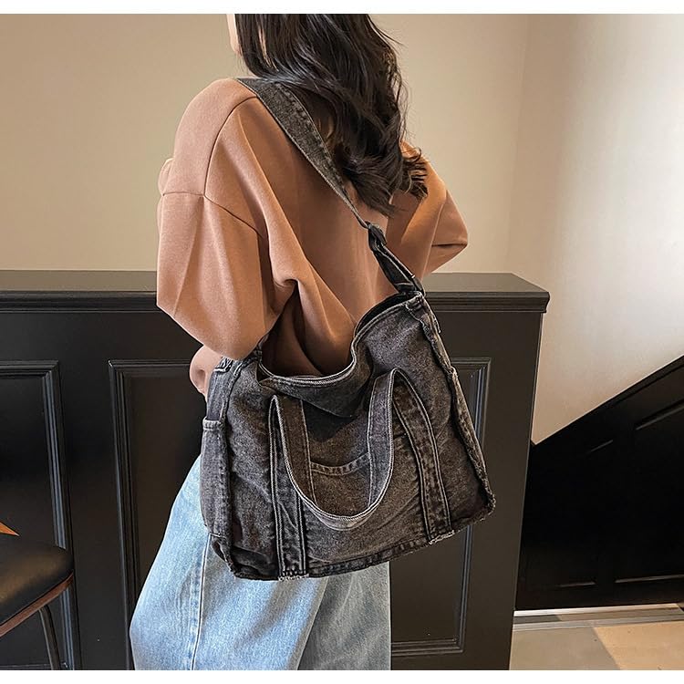 Japanese-Style Unisex Canvas Denim Bag - Multi-Way Handheld/Crossbody/Shoulder Messenger Tote3