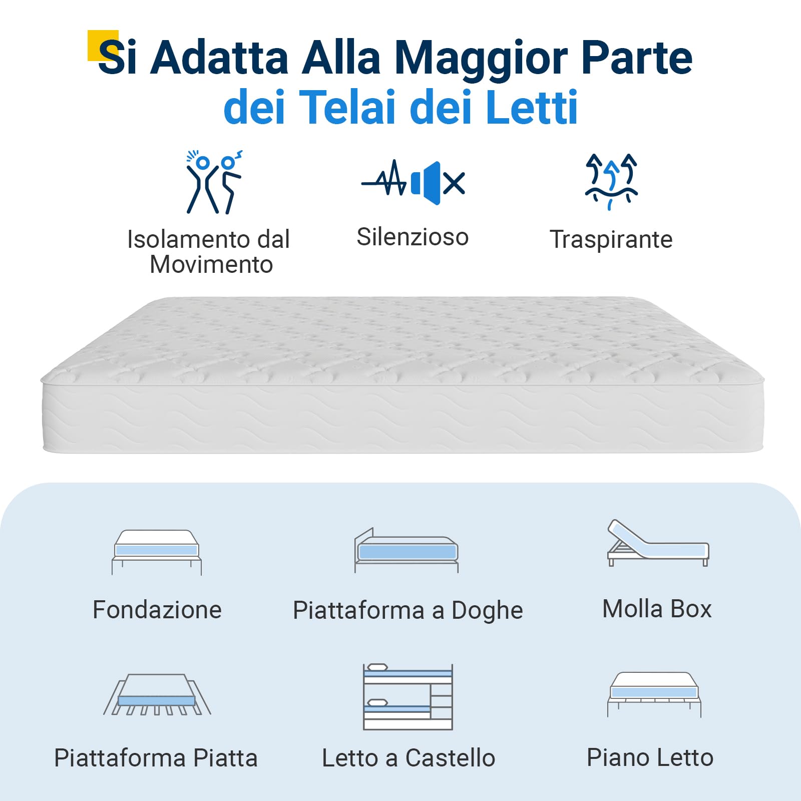 Avenco Materasso 140x190, Materasso Matrimoniale Molle Insacchettate Supporto Personalizzato Mediamente Solido, Isolamento del Movimento, Nessun Rumore Migliorare il Sonno, solido