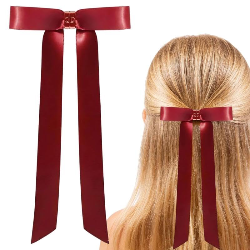 Magnetic Bow Clip, Magnetic Hair Clips for Women Girls, Strong Hold Magnetics Claw Clips, Seamless 2-in-1 Design for Salon, Home & Everyday Hair styling, Intuitive (Red)