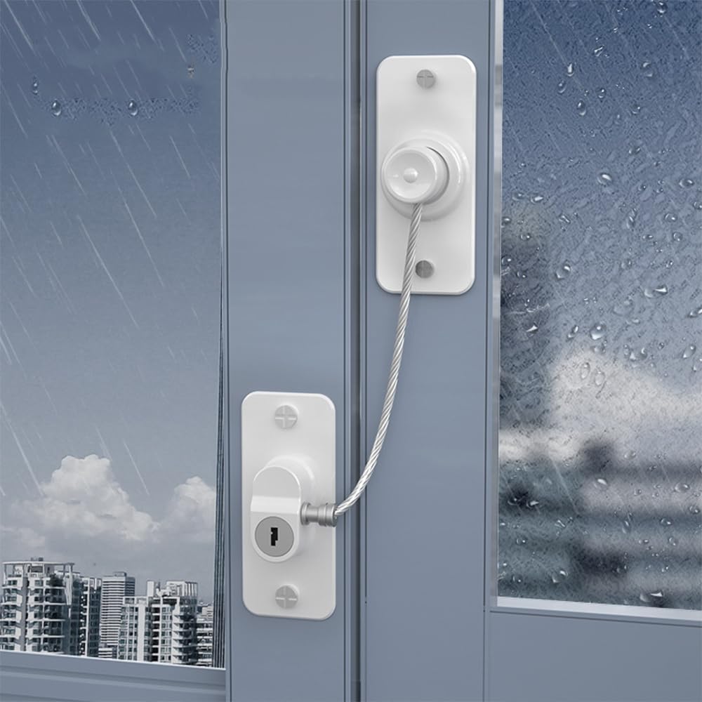 4 limitatori per finestre, autoadesivi, per la sicurezza domestica, limitatori per cavi di sicurezza per finestre in UPVC, porta del frigorifero, sicurezza per animali domestici, a prova di bambino