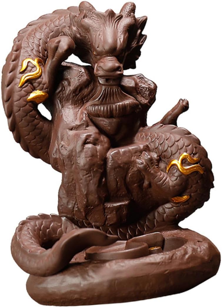 Purple Clay Backflow Incense Holder Decorative Censer with Backflow Cone Burner for Home Adornment and Aromatherapy Desktop Display