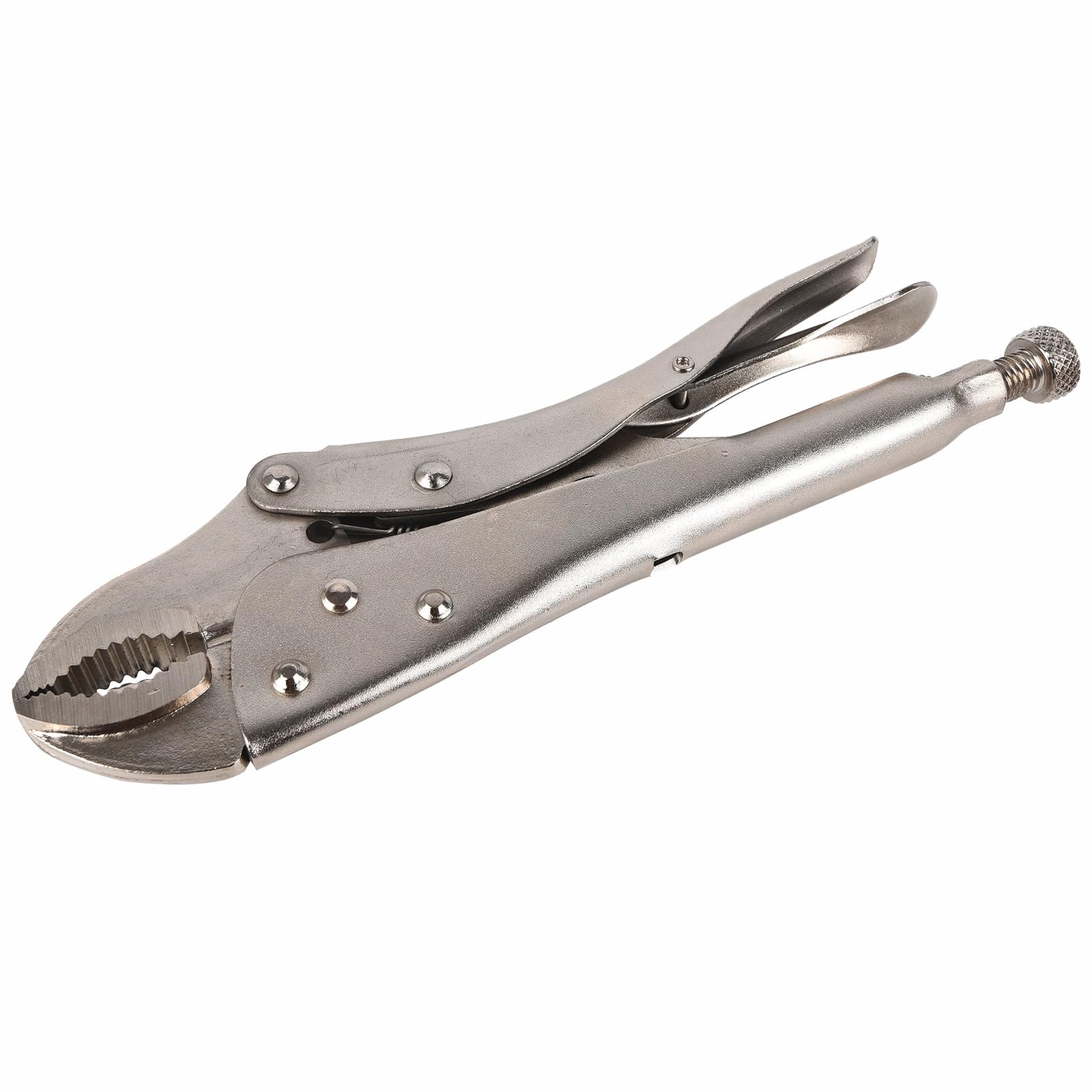 Senrise Silver Locking Pliers Mole Grips Heavy Duty Adjustable C Type Curved Jaw Self Lock Pliers For Electrical Pipeline Automobile Maintenance Black Red (10" 250Mm)