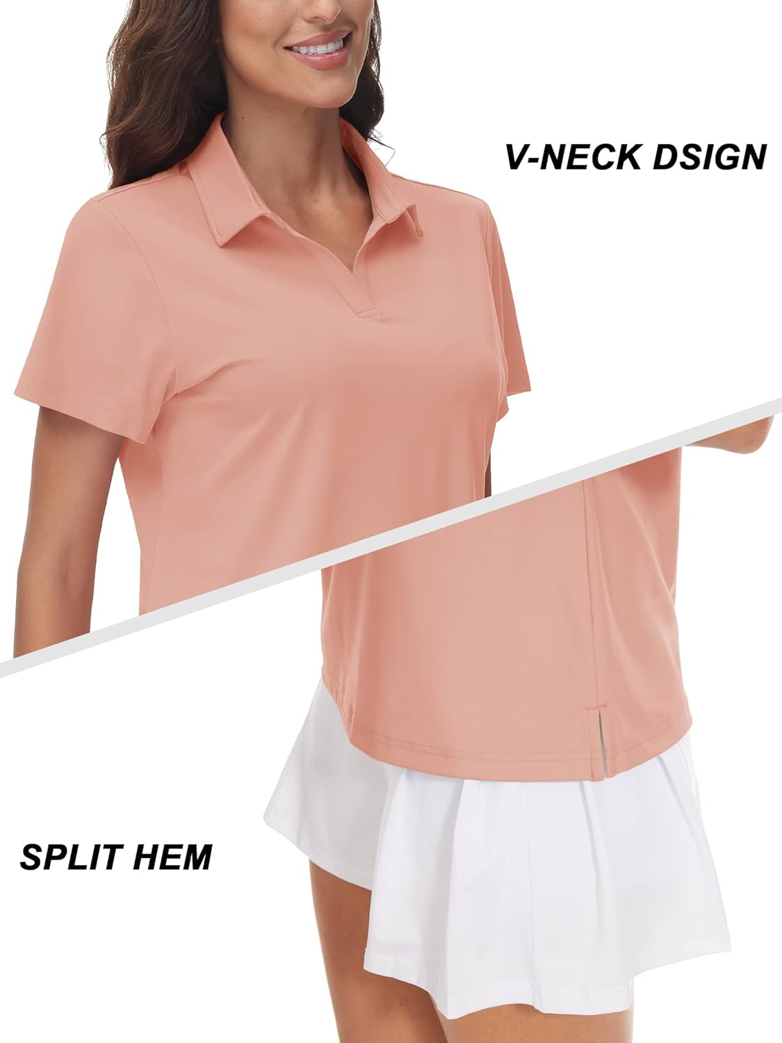 TACVASEN Women's V-Neck Polo Shirts UPF 50+ Short Sleeve Sun Protection Quick Dry Golf Polos Collared Shirt - Image 4