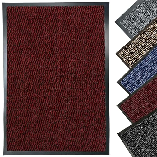 Image of LENAK Door Mats - Entrance Mat Barrier Hallway Runner Kitchen Rug, Non-Slip Dirt Trapper Rubber Back Washable Floor Mat, Dust Grabbing Indoor Outdoor Doormats (Red, 40x60cm)